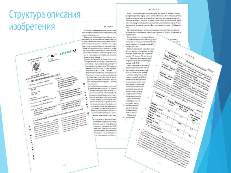 Структура описания  изобретения